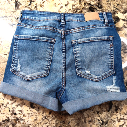 Size 26 Aeropostale Distressed Jean Shorts Button Up High Rise Womens Shorts X