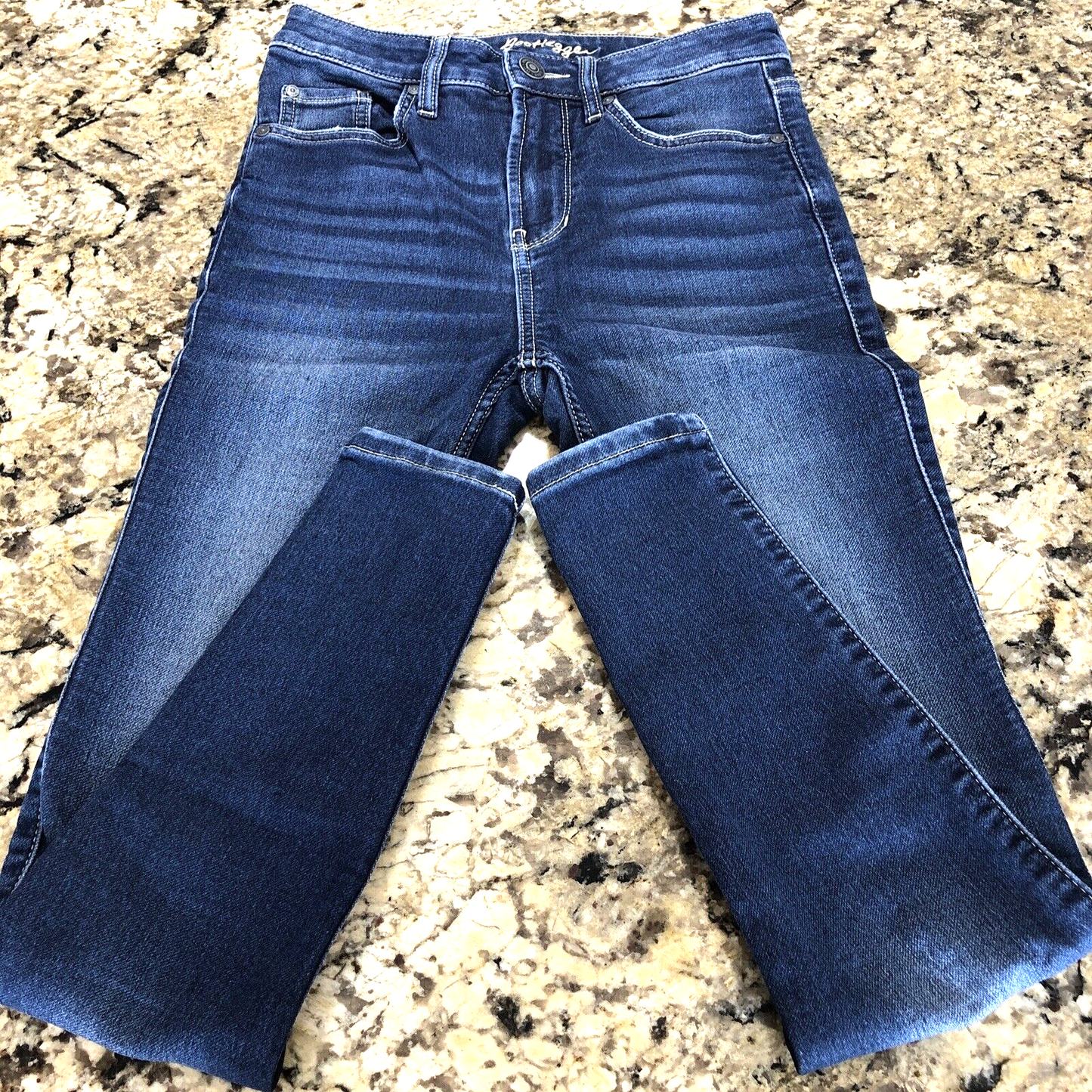 Size 25 X 29 Bootlegger Jeans Denim  Womens High Rise Skinny Ankle Dark Blue BD