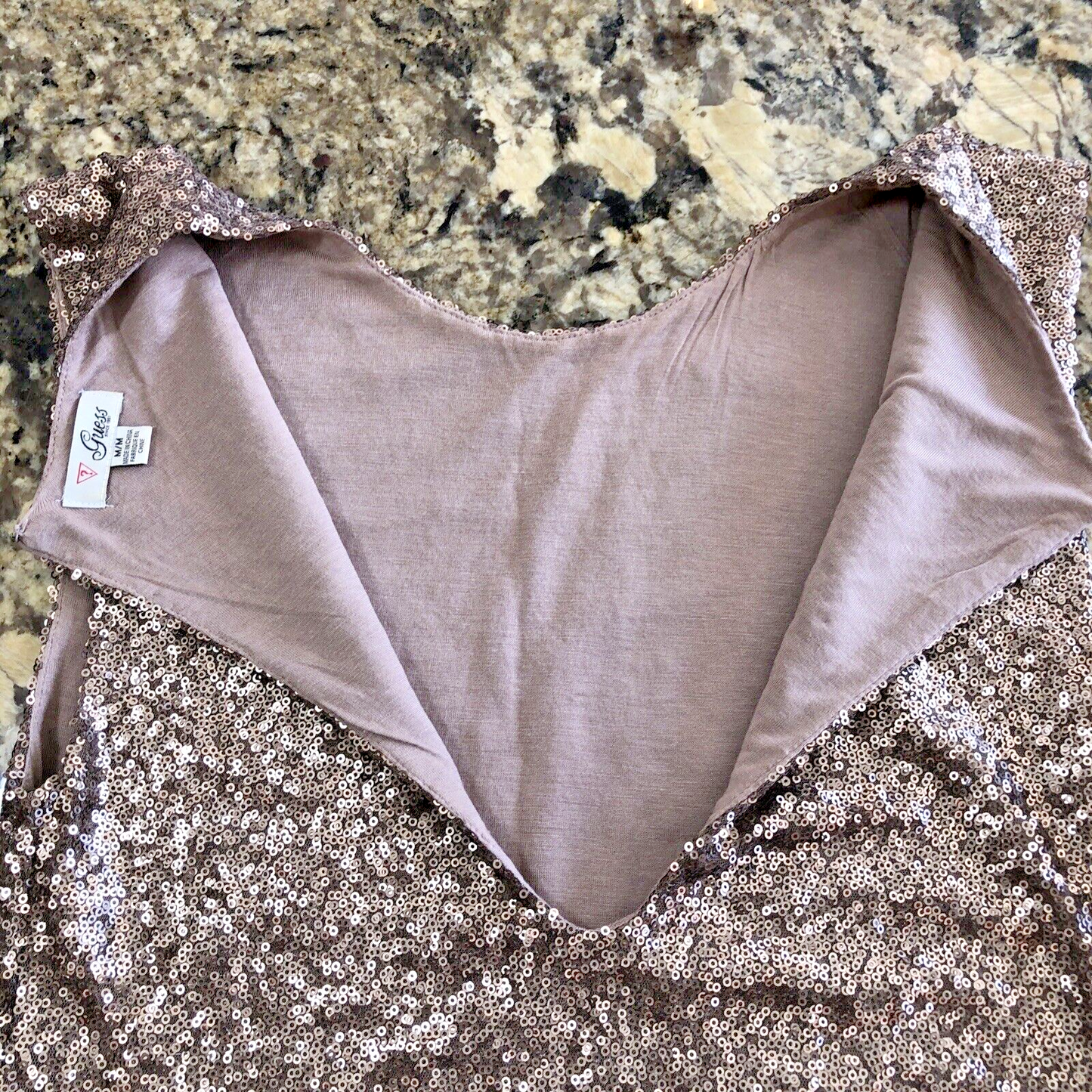 Size M Guess Sequin Dress Womens Sleeveless Above Knee Cocktail Glam Prom CN