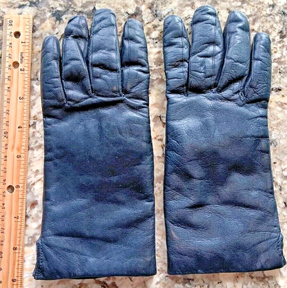 Vintage 7.5 Women Lamb Leather Gloves Soft Rabbit Fur Insulation Made In Italy