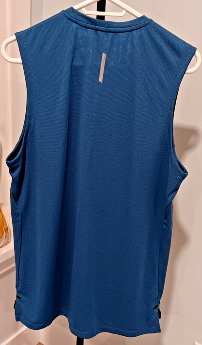 Large Apana Men's Sleeveless Shirt Blue Very Good Condition EG