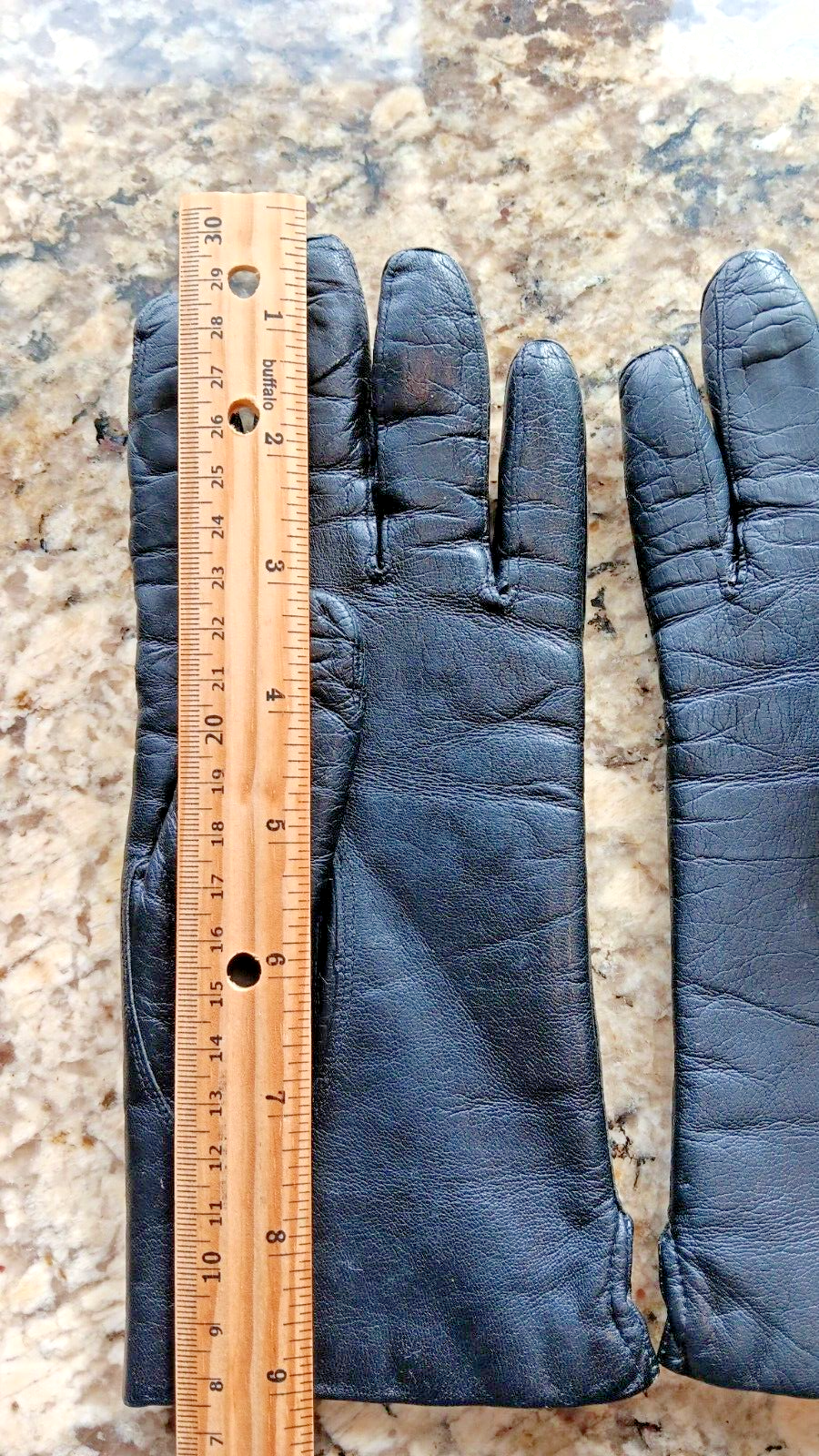 Vintage 7.5 Women Lamb Leather Gloves Soft Rabbit Fur Insulation Made In Italy