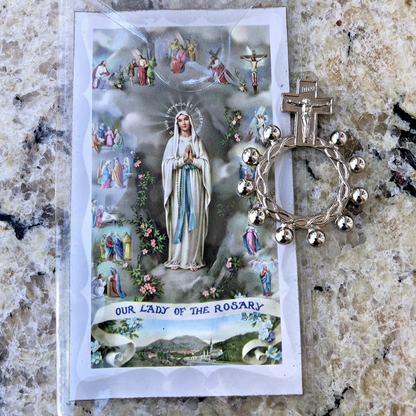 Finger Rosary With Crucifix  Our Lady Of The Rosary Metal Made In Italy