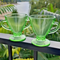 Uranium Glass Depression Glass Geiger UV Tested Sugar And Milk Cups Gorgeous!