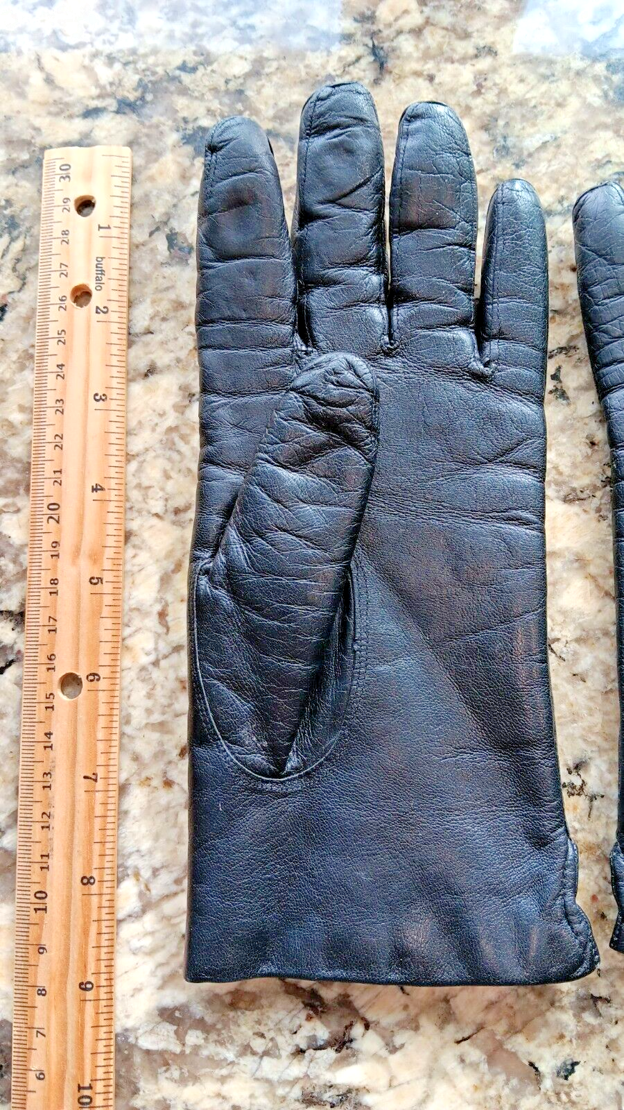 Vintage 7.5 Women Lamb Leather Gloves Soft Rabbit Fur Insulation Made In Italy