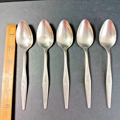 5 X ONEIDA Spoons Community Woodmere Stainless Steel Spoons 6 Inch