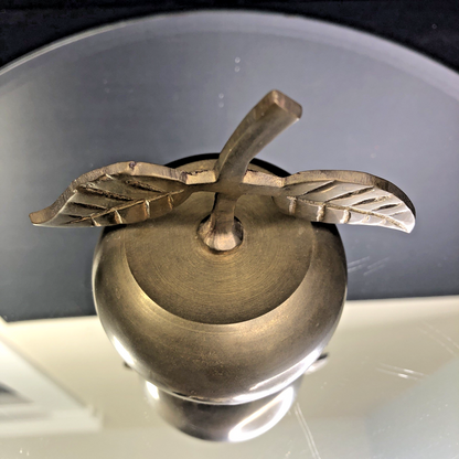 Brass Apple Bell Unpolished Natural Patina Home Decor School Teacher Gift IN