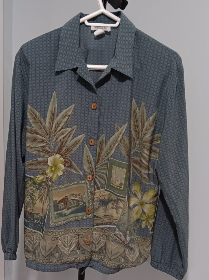 Medium Women's BOHO Teddi Shirt With Tropical Safari Hawaiian Beach Zebra MX