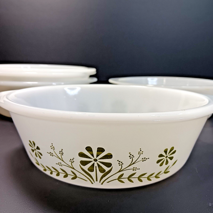 Glasbake Casserole Dishes J514, J2500 Starburst Blueberry Daisy USA 5pcs