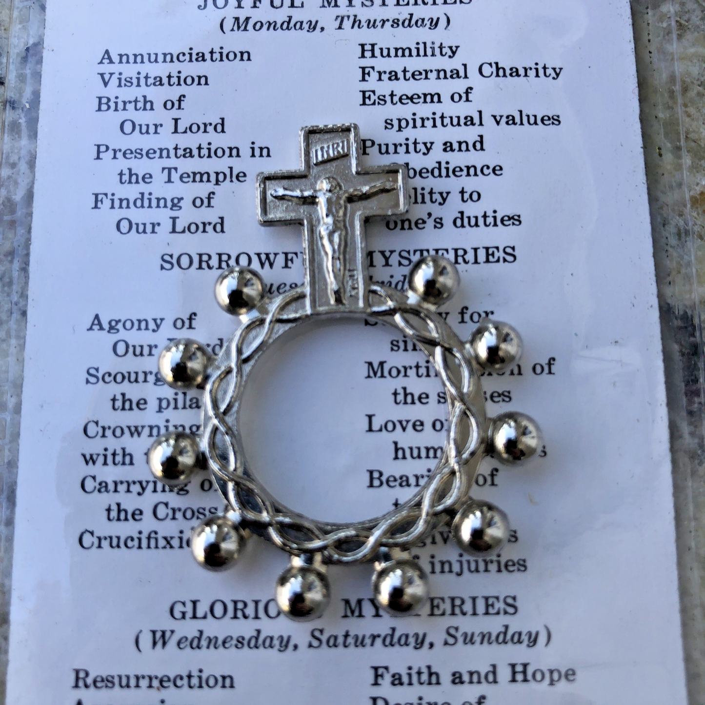 Finger Rosary With Crucifix  Our Lady Of The Rosary Metal Made In Italy