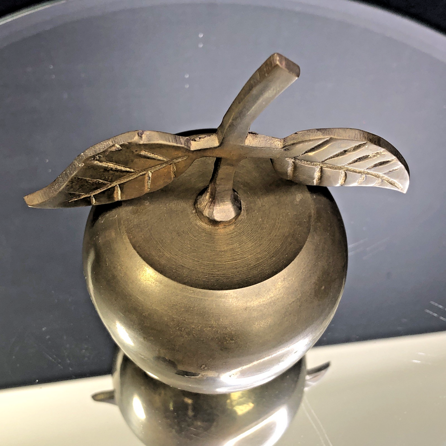 Brass Apple Bell Unpolished Natural Patina Home Decor School Teacher Gift IN