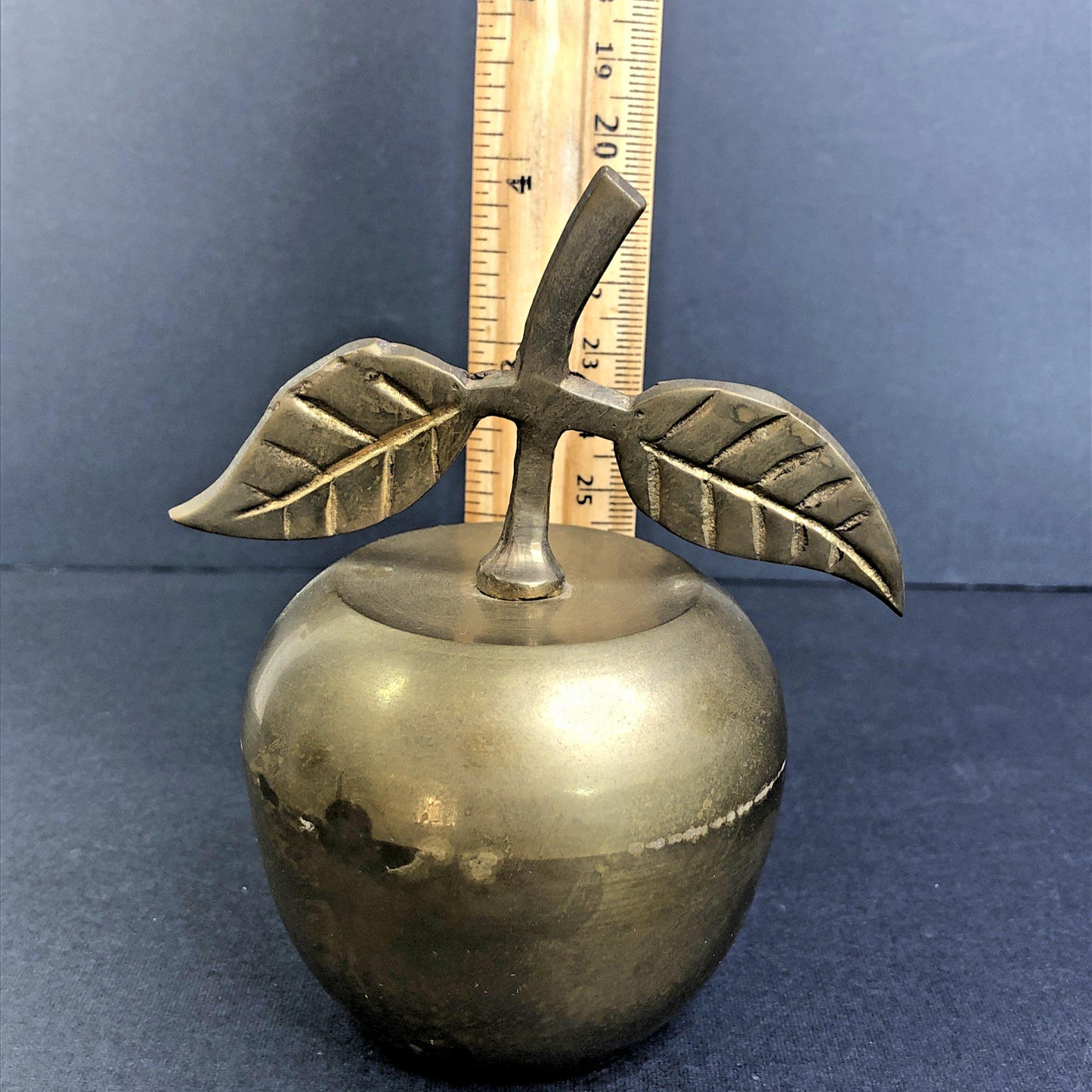 Brass Apple Bell Unpolished Natural Patina Home Decor School Teacher Gift IN