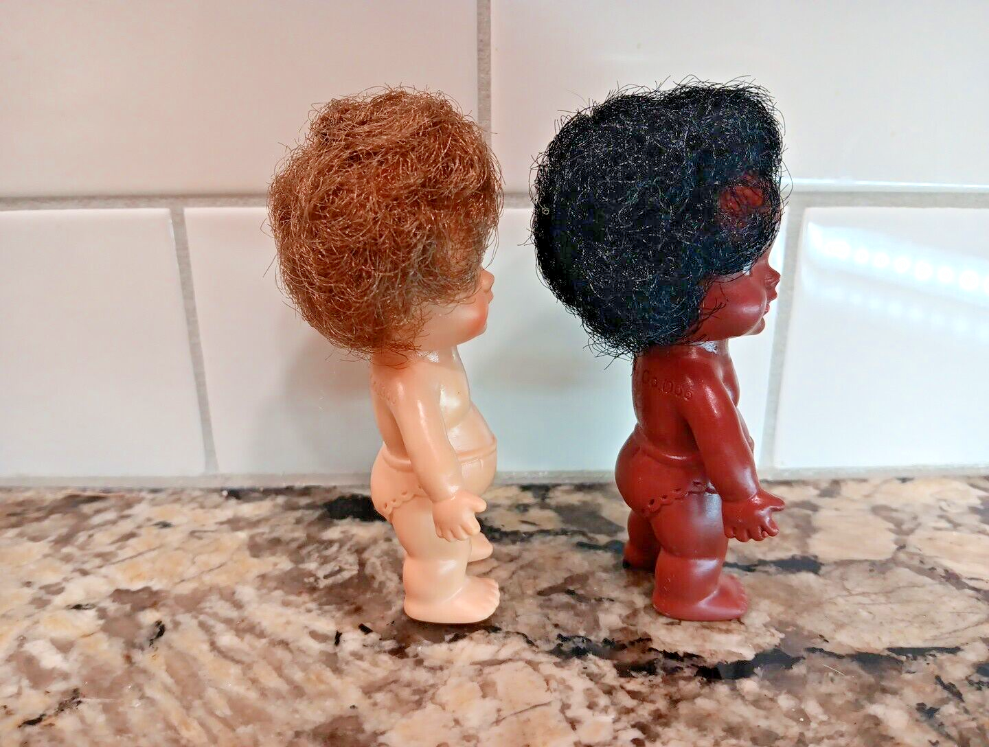 EE GEE Dolls 4” EEGEE Diapers White And Black African Adorable VTG SetOf 2 1966