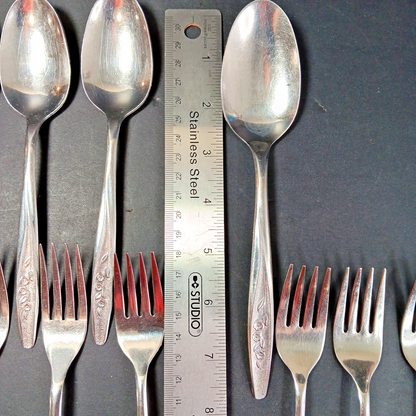 14x Rogers & Bro Radiant Rose RG36 Cutlery Knive Spoon Fork Stainless Canada