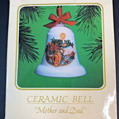 Ceramic Bell “Mom And Dad” Christmas Ornament Dated 1984 Keepsake Hallmark TW