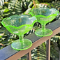 Uranium Depression Glass Green Glowing Sherbet Cup 2pcs Geiger Test Wow Bubbles!