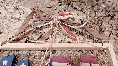 USA Folk Art Sign My Country Home Wooden Decor With Metal Spiral Hanger CN