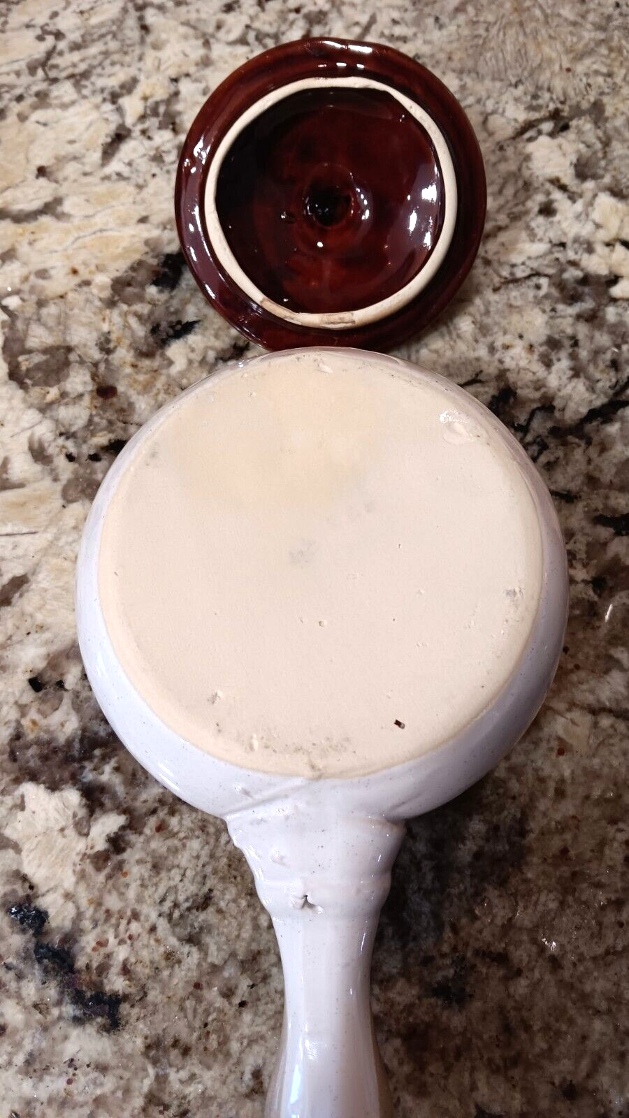 Set of 2 Vintage French Onion Soup Handled Bowls with Lids Brown Tan Good Cond X