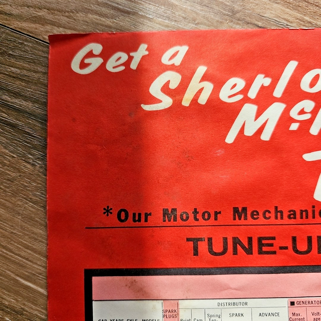 VTG 1962 Wall Chart Advertising Blue Streak Tune Up Parts Look Up For Cars Truck