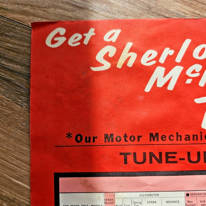 VTG 1962 Wall Chart Advertising Blue Streak Tune Up Parts Look Up For Cars Truck