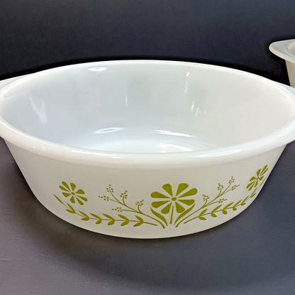 Glasbake Casserole Dishes J514, J2500 Starburst Blueberry Daisy USA 5pcs