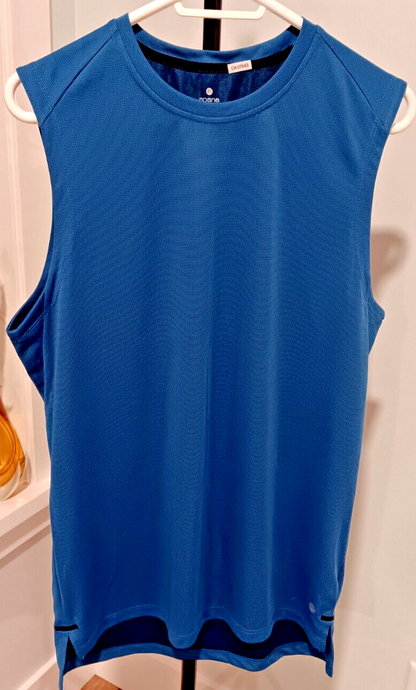 Large Apana Men's Sleeveless Shirt Blue Very Good Condition EG