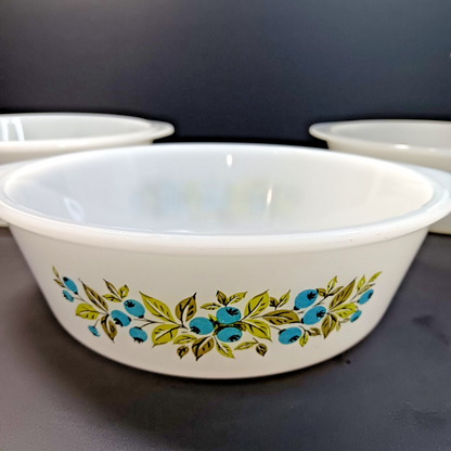 Glasbake Casserole Dishes J514, J2500 Starburst Blueberry Daisy USA 5pcs