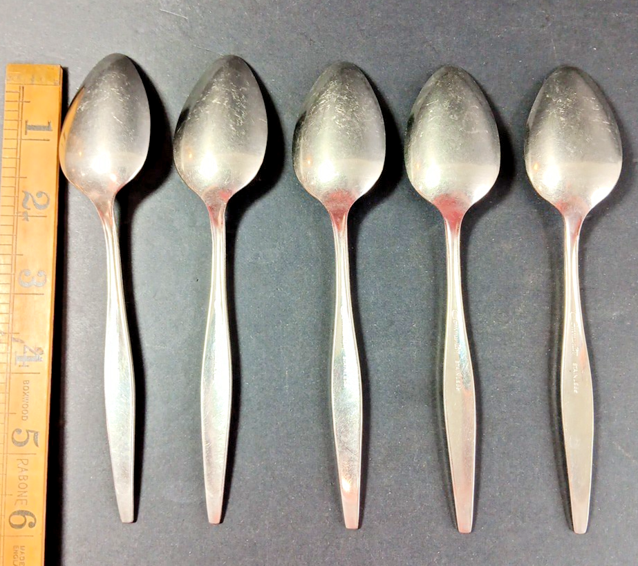 5 X ONEIDA Spoons Community Woodmere Stainless Steel Spoons 6 Inch