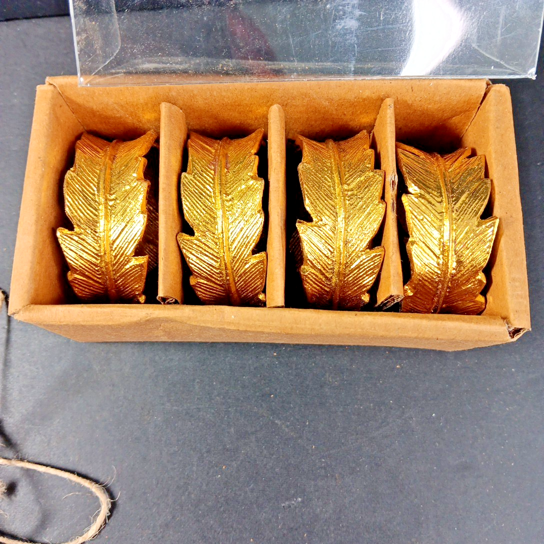 4 X Metal Napkin Ring Holders With Box Made In India