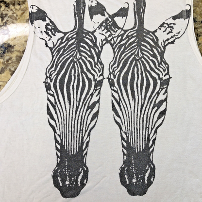 Size Large Volcom Womens Tank Top Sleeveless Shirt Zebra Graphic Print Light MX