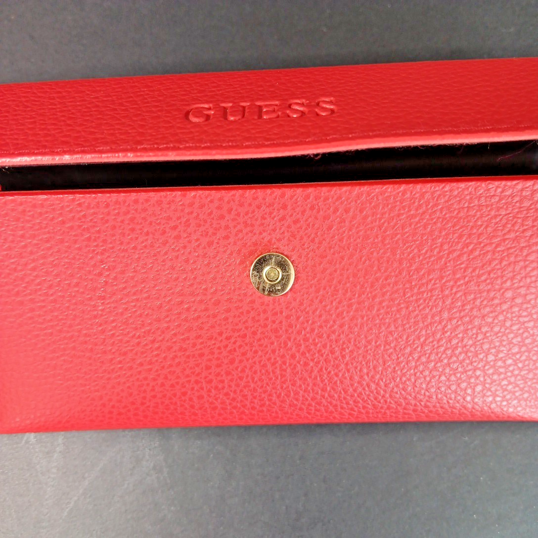 GUESS Red Case for Eyeglasses Sunglasses Faux Leather New Authentic