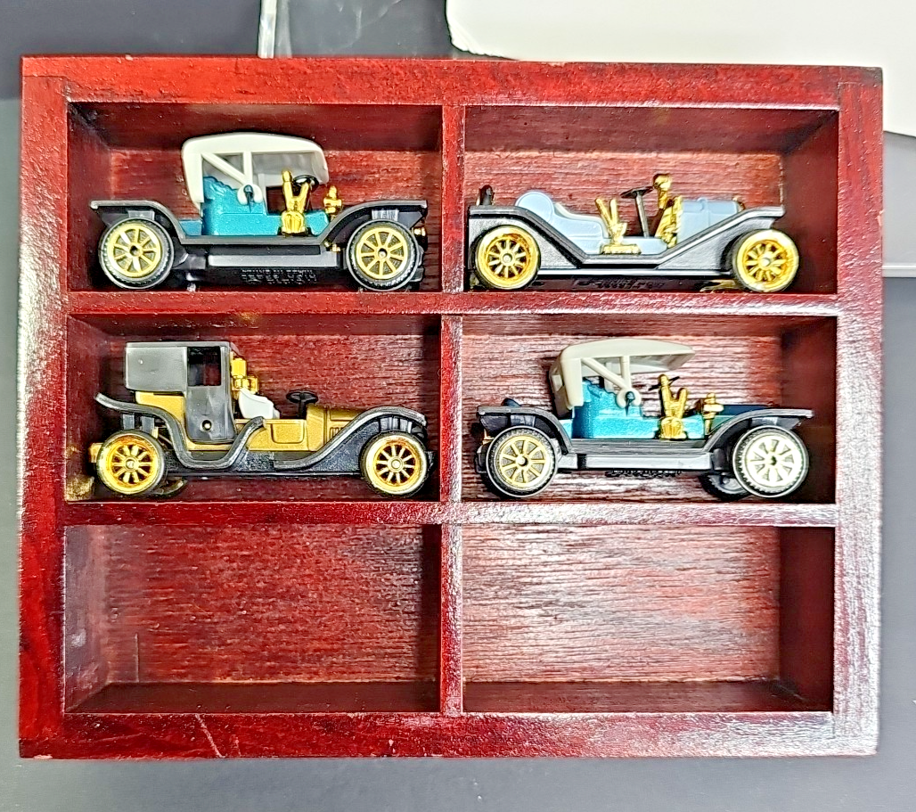 Readers Digest Collectible Miniature Cars - Display with 4 Cars