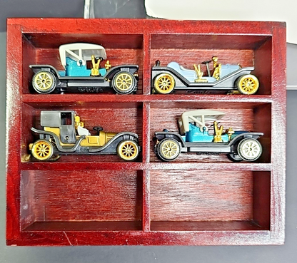 Readers Digest Collectible Miniature Cars - Display with 4 Cars