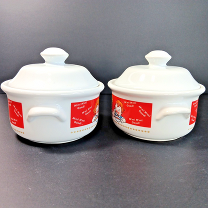 2 Campbell's Soup Bowls with Lids Vintage Retro 1998 M'm! M'm Good! CH