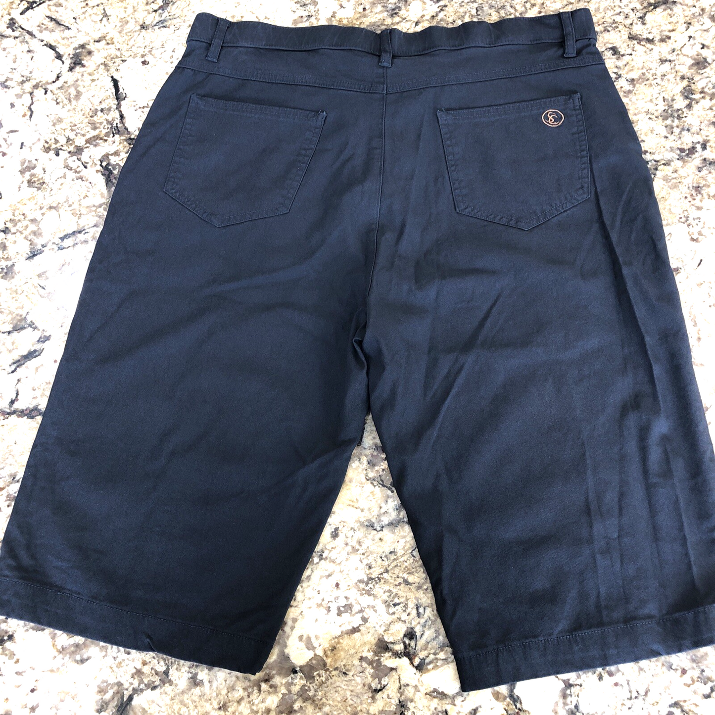 Size 12 X 13 Simon Chang Womens Shorts Black Stretch Casual Below Knee CN