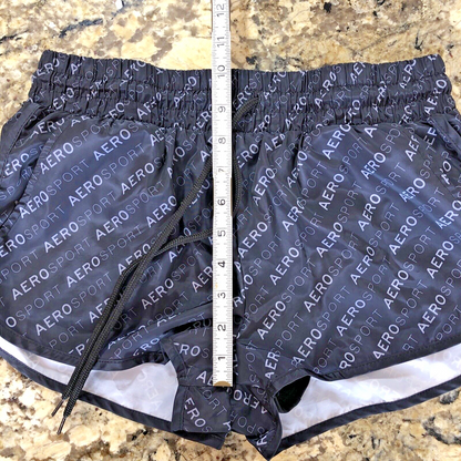 Small Aeropostale Sport Womens Shorts Lined Undergarment Drawstring Black BD