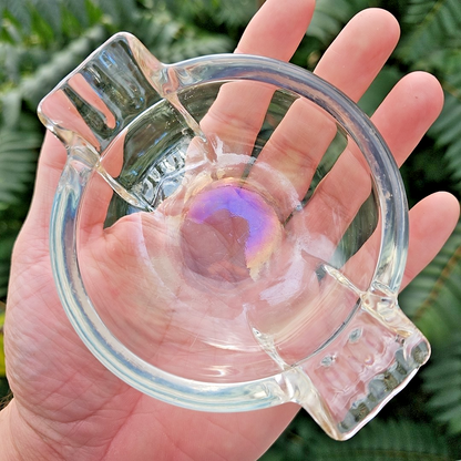 Vintage Art Deco Heavy Clear Glass 4" Round Cigarette Ashtray Mid Century