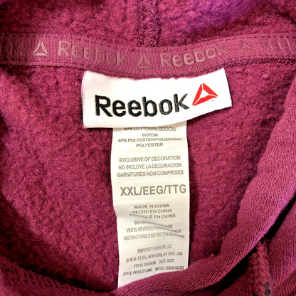 Size XXL Reebok Womens Hoodie Sweater Purple Kangaroo Pocket Zipper Pocket CN