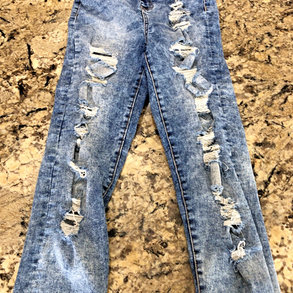 Size 25 X 27.5 Bluenotes Denim Curvy Super High Rise Jegging Rips Grunge X