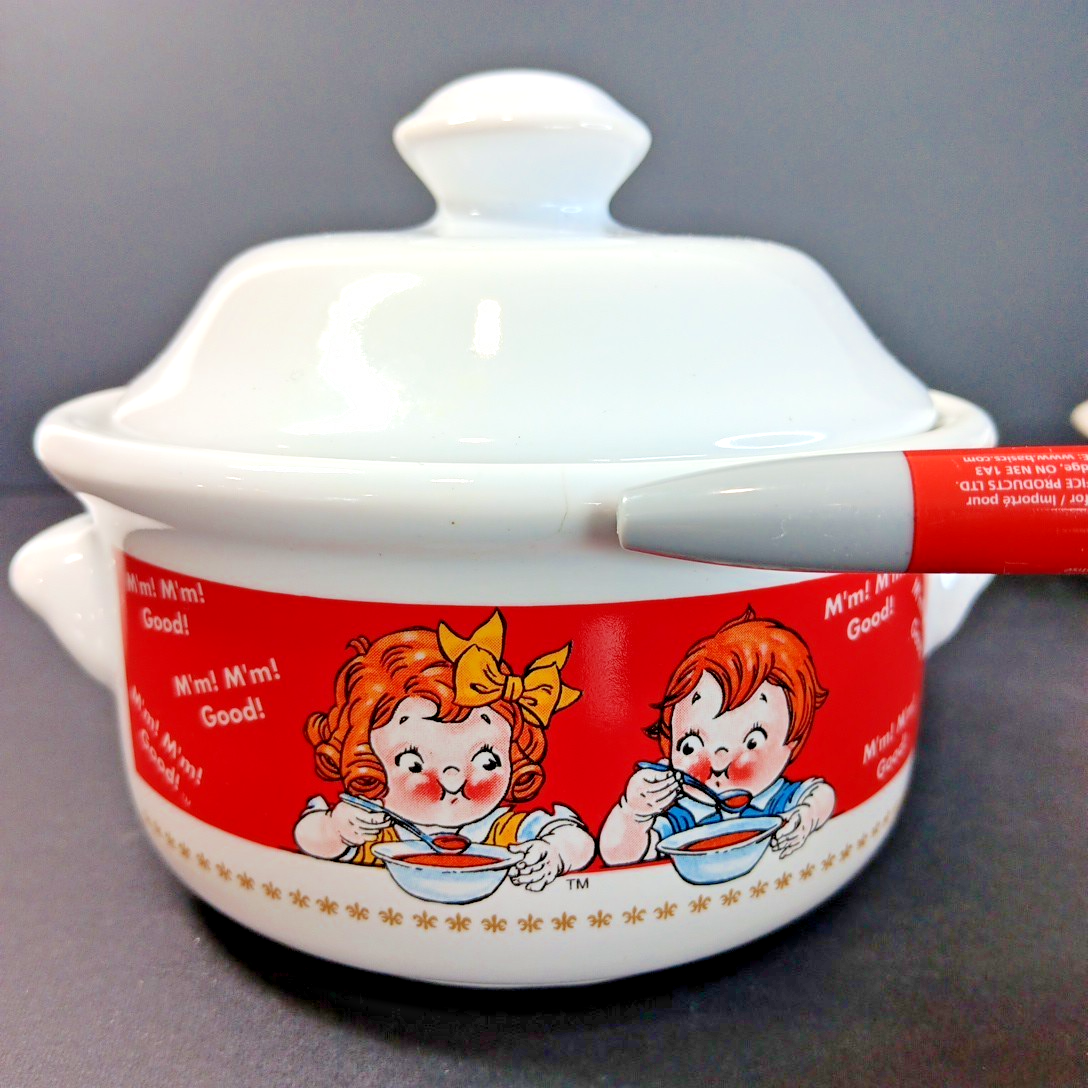 2 Campbell's Soup Bowls with Lids Vintage Retro 1998 M'm! M'm Good! CH