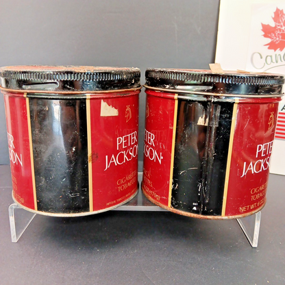 Rare Peter Jackson Tobacco Containers Canada Bilingual Fair Condition 2pcs
