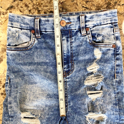 Size 25 X 27.5 Bluenotes Denim Curvy Super High Rise Jegging Rips Grunge X