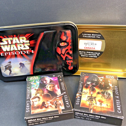 Star Wars Episode 1 Limited Edition Collector Tin & 2 Decks Of Playing Cards USA