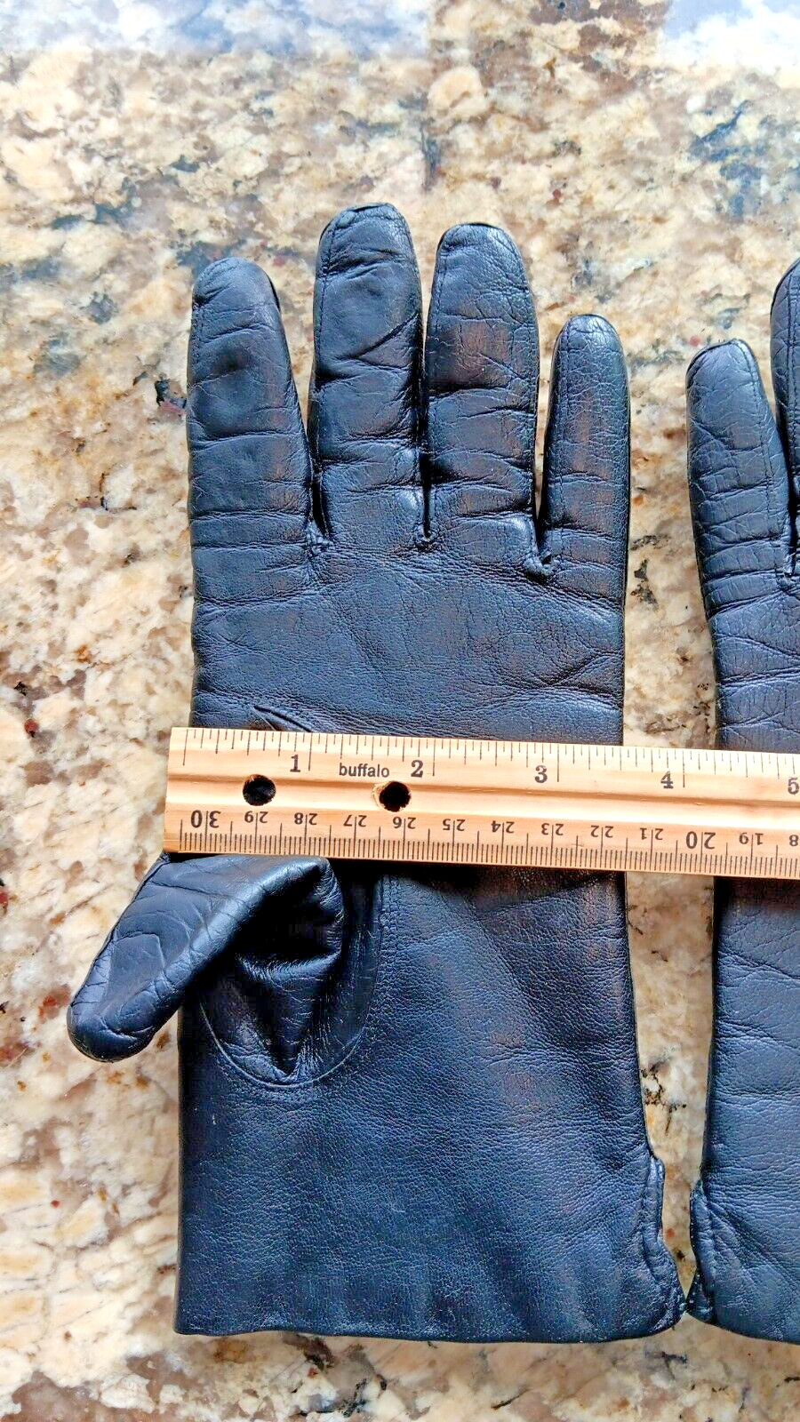 Vintage 7.5 Women Lamb Leather Gloves Soft Rabbit Fur Insulation Made In Italy