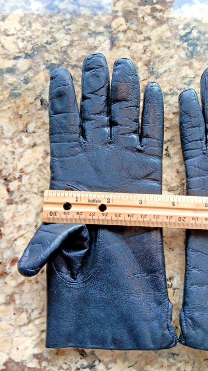 Vintage 7.5 Women Lamb Leather Gloves Soft Rabbit Fur Insulation Made In Italy