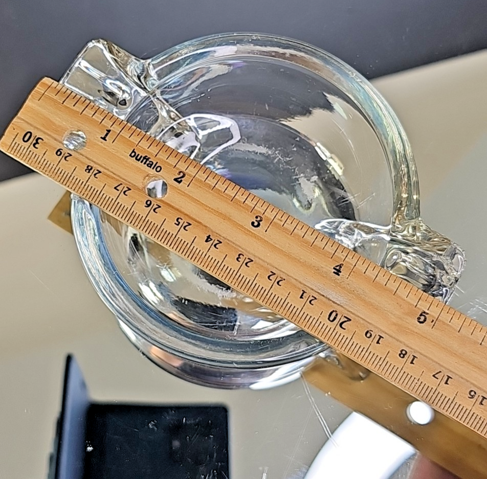 Vintage Art Deco Heavy Clear Glass 4" Round Cigarette Ashtray Mid Century