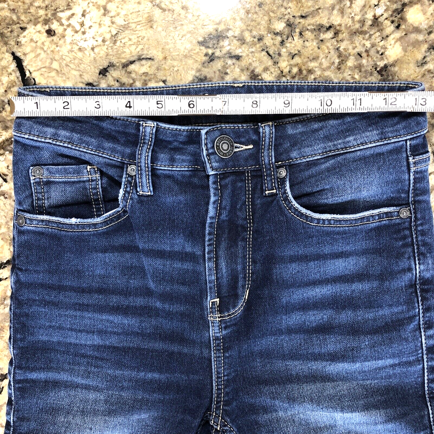 Size 25 X 29 Bootlegger Jeans Denim  Womens High Rise Skinny Ankle Dark Blue BD