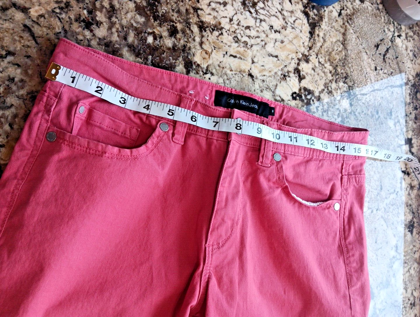 Size 8 Calvin Klein Skinny Crop Pink Jeans Casual Stretch Cotton Denim EPOC VN