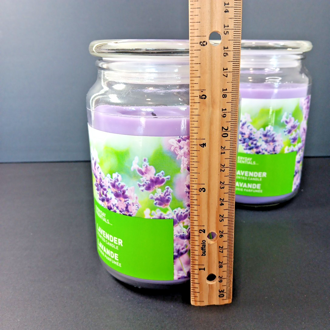 Two Large Lavender Purple Candles Used Soy Blend Wax 652g 23oz 2019 4x6in CN