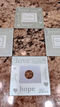 4 Glass Coasters-Room For a Picture in Each Frame. Says Love Hope Faith Bliss